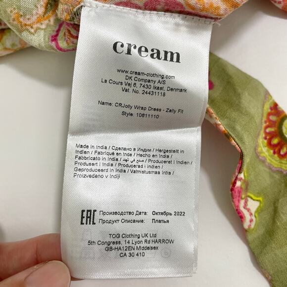 Floral Maxi Wrap Dress Womens 38 Green Pink Boho Cottage Feminine Puff Sleeve - Picture 14 of 15